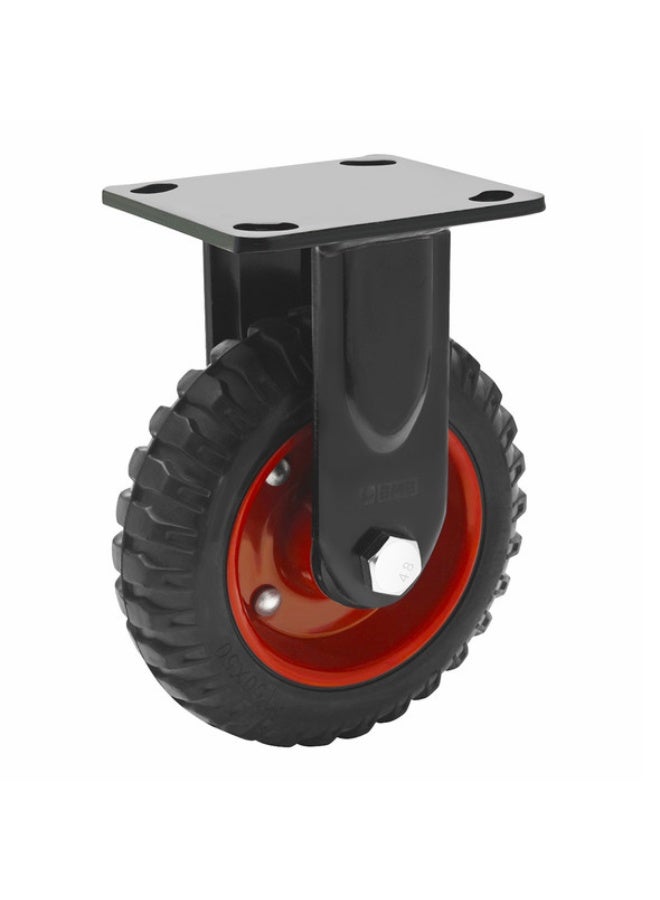 BMB tools 8-Inch Heavy Duty Rigid Caster Wheel - 420kg Load Capacity Shock-Absorbing Rubber Wheel for Tool Cabinets, Workbenches, Engine Stands, Storage Racks, and Factory Equipment Black/Red 8inch - Image 1