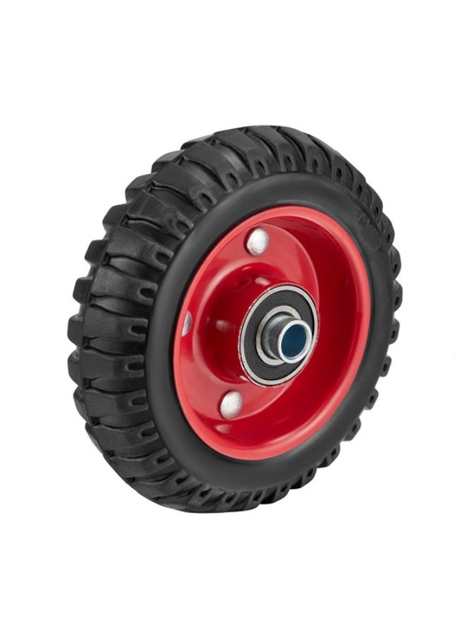 BMB tools 8-Inch Heavy Duty Wheel - 420kg Load Capacity Treaded Rubber Wheel for Stable, Quiet Rolling on Hand Trucks, Trolleys, Warehouse Carts, and Utility Equipment Black/Red 8inch - Image 1