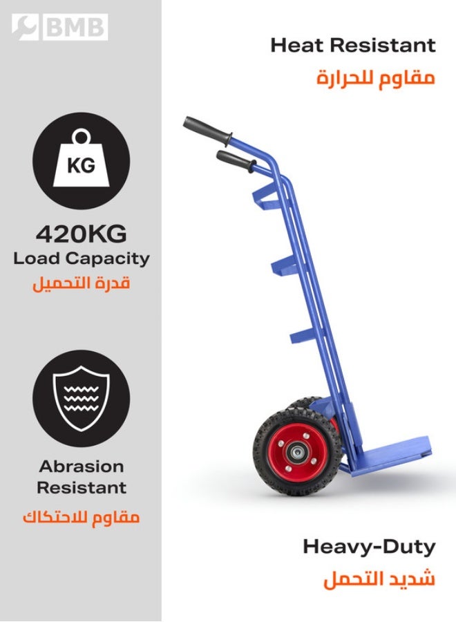 BMB tools 8-Inch Heavy Duty Wheel - 420kg Load Capacity Treaded Rubber Wheel for Stable, Quiet Rolling on Hand Trucks, Trolleys, Warehouse Carts, and Utility Equipment Black/Red 8inch - Image 5