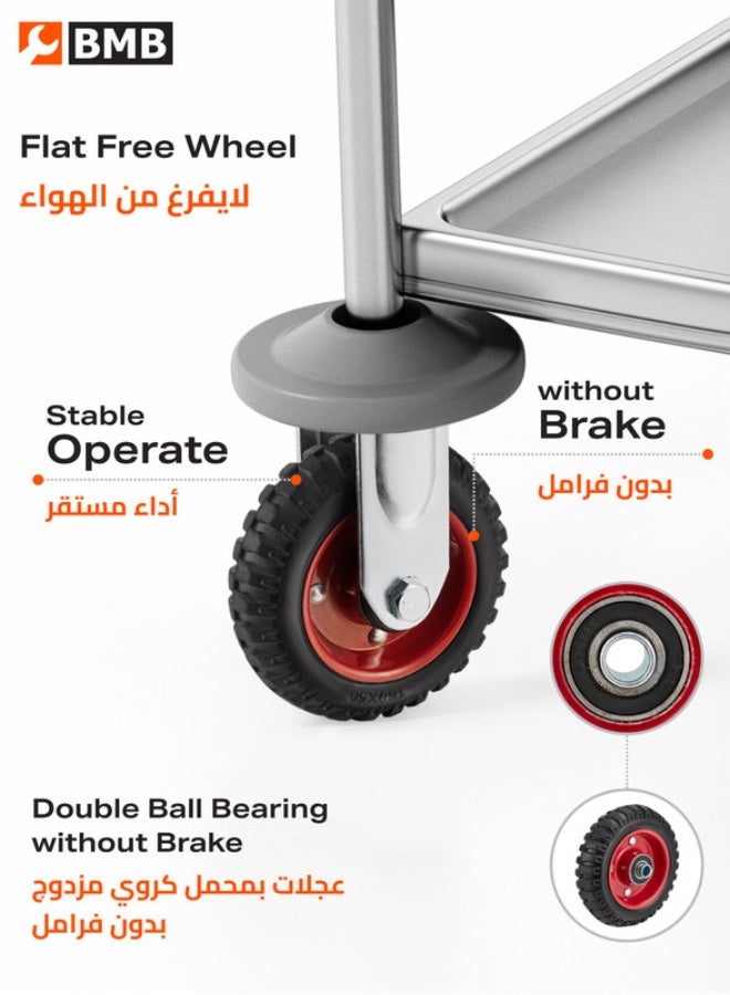 BMB tools 8-Inch Heavy Duty Wheel - 420kg Load Capacity Treaded Rubber Wheel for Stable, Quiet Rolling on Hand Trucks, Trolleys, Warehouse Carts, and Utility Equipment Black/Red 8inch - Image 3