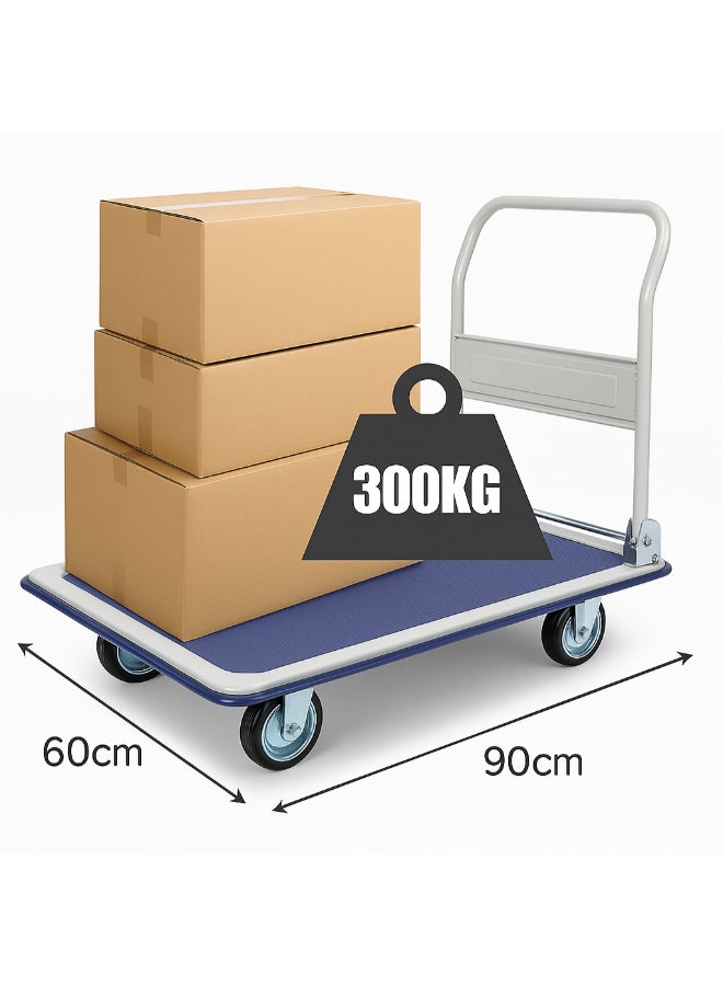 ALMUFARREJ Folding Steel Trolley and Loading Platform Grey/Blue 300kg 