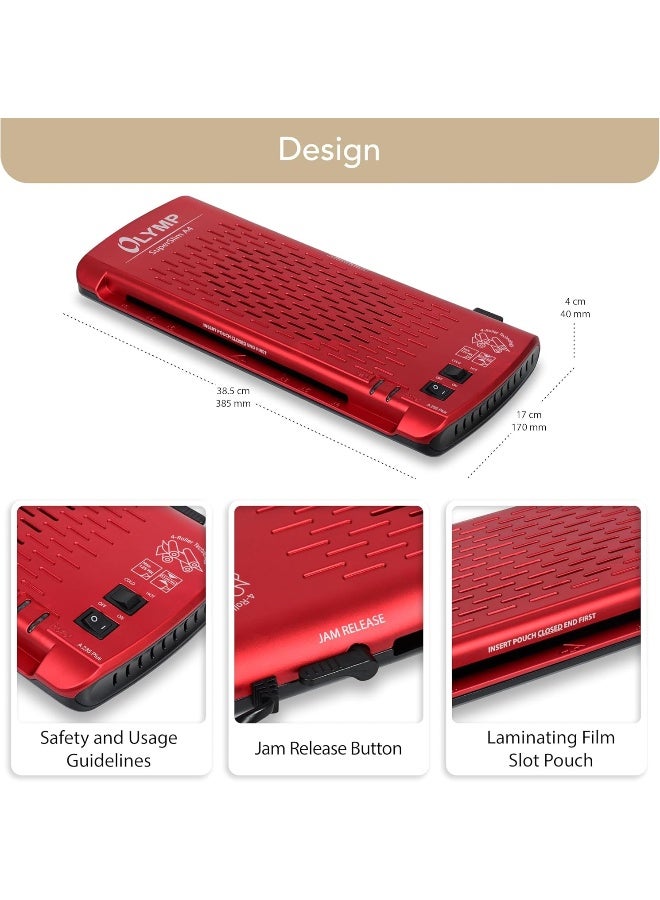 Olympia A235 Plus A4 Laminating Machine - Super Slim Red Metallic Red - Image 5
