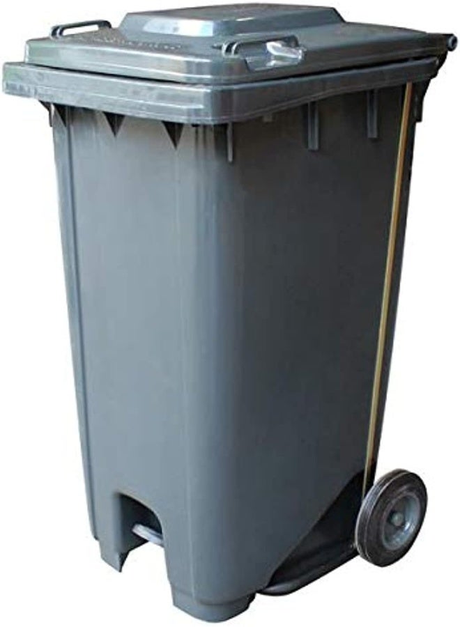 Cosmoplast Industrial Waste Bin With Pedal And Wheels Grey 240Liters  - Image 2