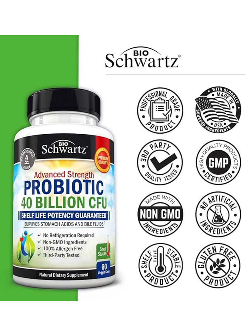 Advanced Strength Probiotic, 40 Billion Cfu, 60 Capsules