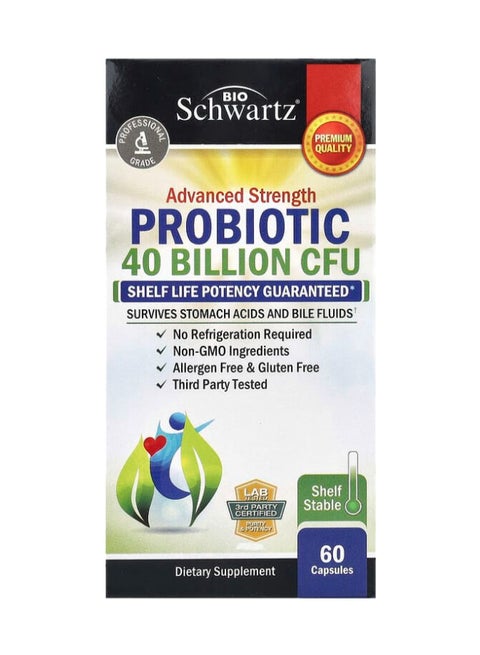 Advanced Strength Probiotic, 40 Billion Cfu, 60 Capsules