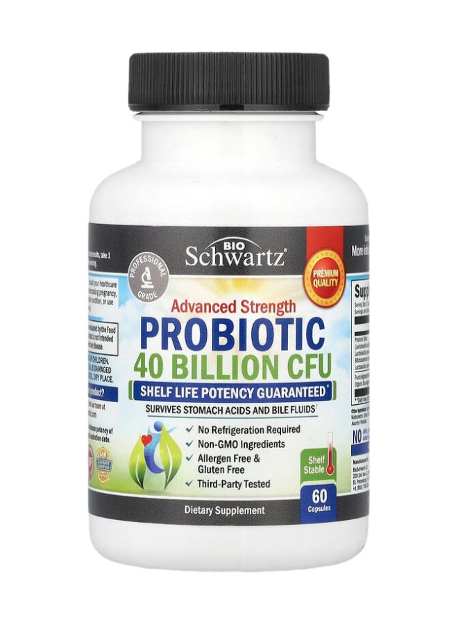 Advanced Strength Probiotic, 40 Billion Cfu, 60 Capsules