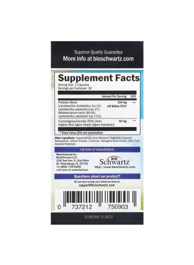 Advanced Strength Probiotic, 40 Billion Cfu, 60 Capsules