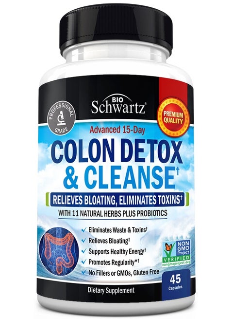 Advanced 15-Day Colon Detox & Cleanse, 45 Capsules Packaging May Vary