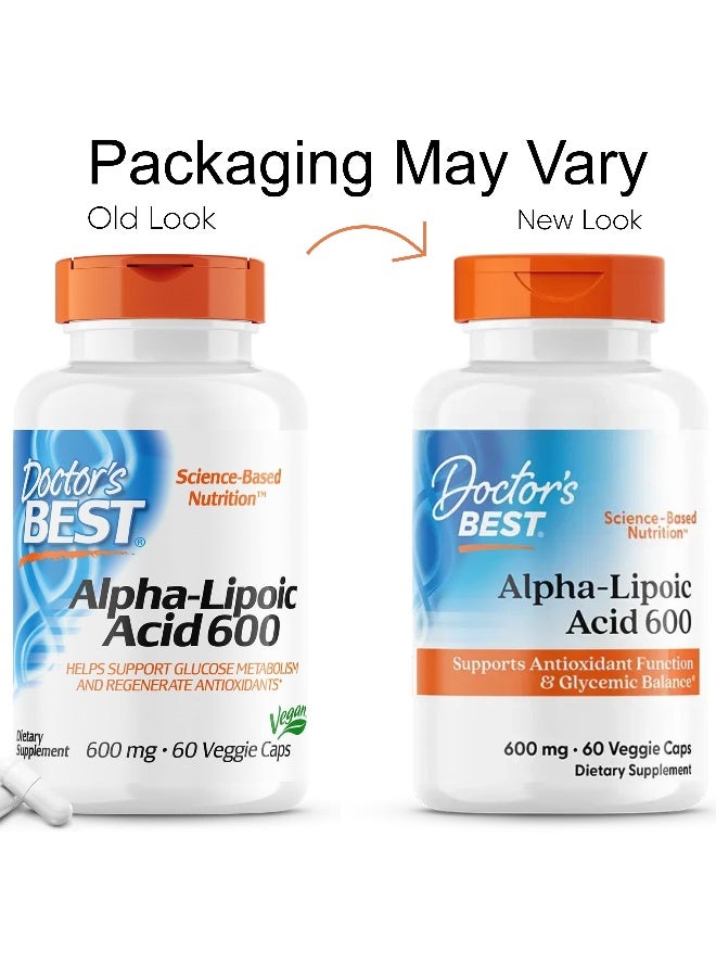 Doctor's BEST - Alpha-Lipoic Acid - 600 mg, 60 Veggie Caps Packaging May Vary - Image 1