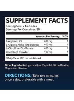 Havasu Nutrition L Arginine Extra Strength Nitric Oxide Supplement - 60 Capsules  - Image 2
