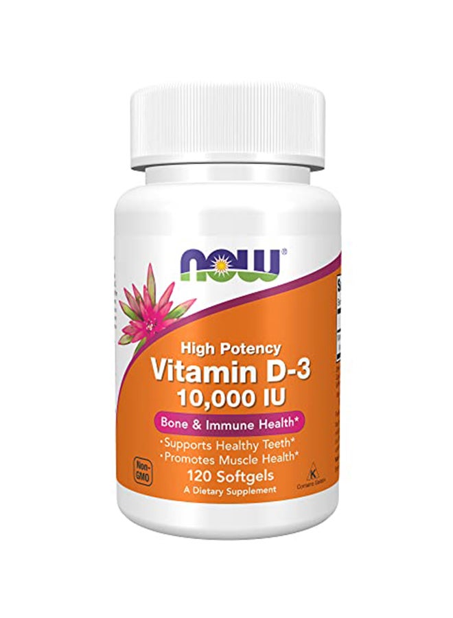 Now Foods High Potency Vitamin D-3 10000 IU - 120 Softgels - Image 1