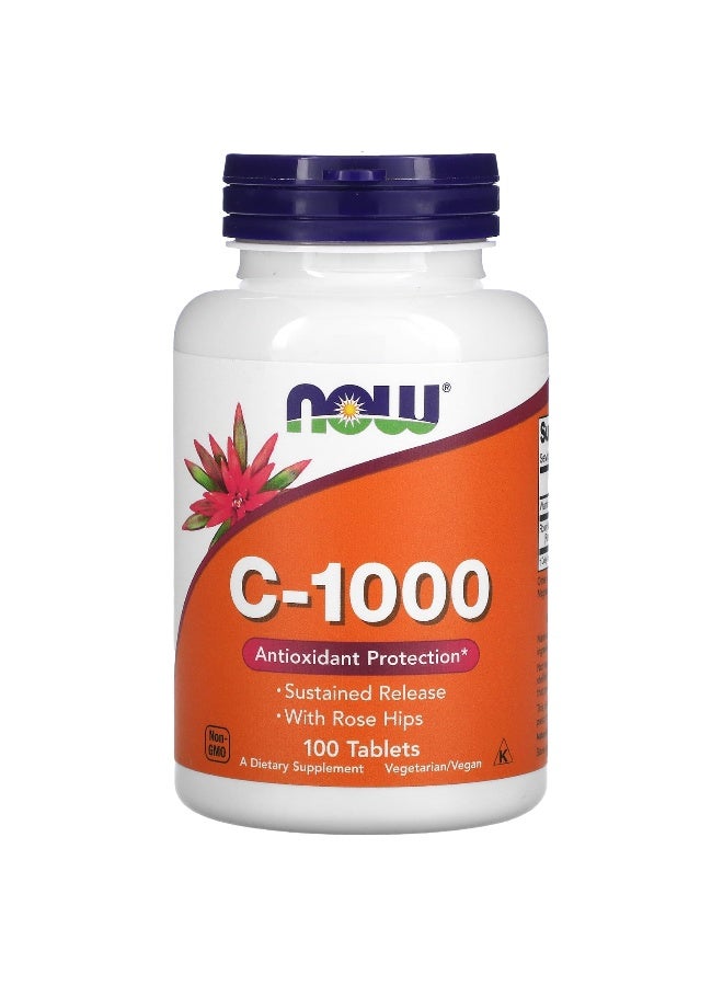 Now Foods Vitamin C 1000 Sustained Release With Rose Hip 100 Veg Capsules  - Image 1