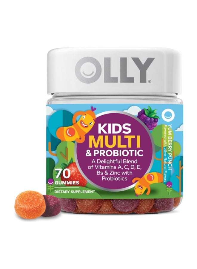 OLLY Kids Multi Plus Probiotic, Yum Berry Punch, 70 Gummies - Image 1