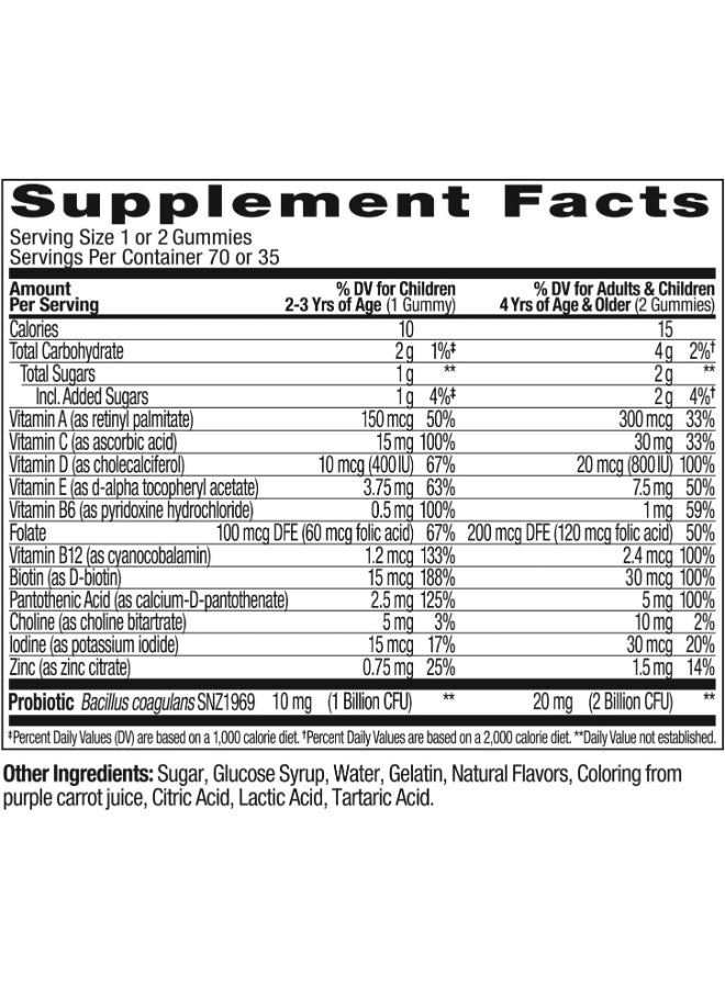 OLLY Kids Multi Plus Probiotic, Yum Berry Punch, 70 Gummies - Image 2
