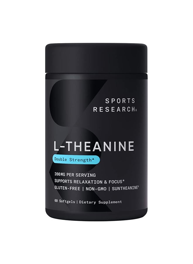 SPORTS RESEARCH L-Theanine For Focus and Relaxation Relief Unflavored - 60 Softgels - Image 1