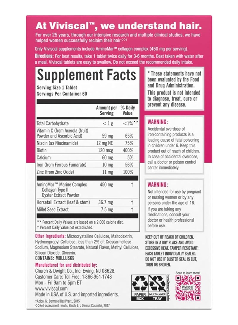 Viviscal Hair Growth Program Dietary Supplement - 60 Tablets - Image 4