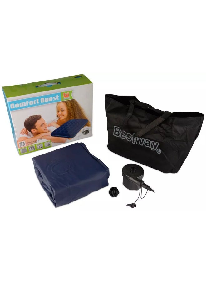 Bestway Aeroluxe Airbed Full With Handheld Ac Pump Sidewinder Blue With Repair Patch Blue 22cm  - Image 5