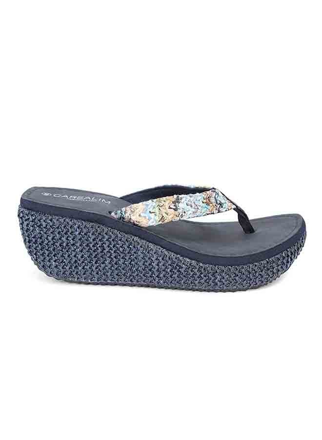 Boho High Heel Flip Flops Navy  - Image 1