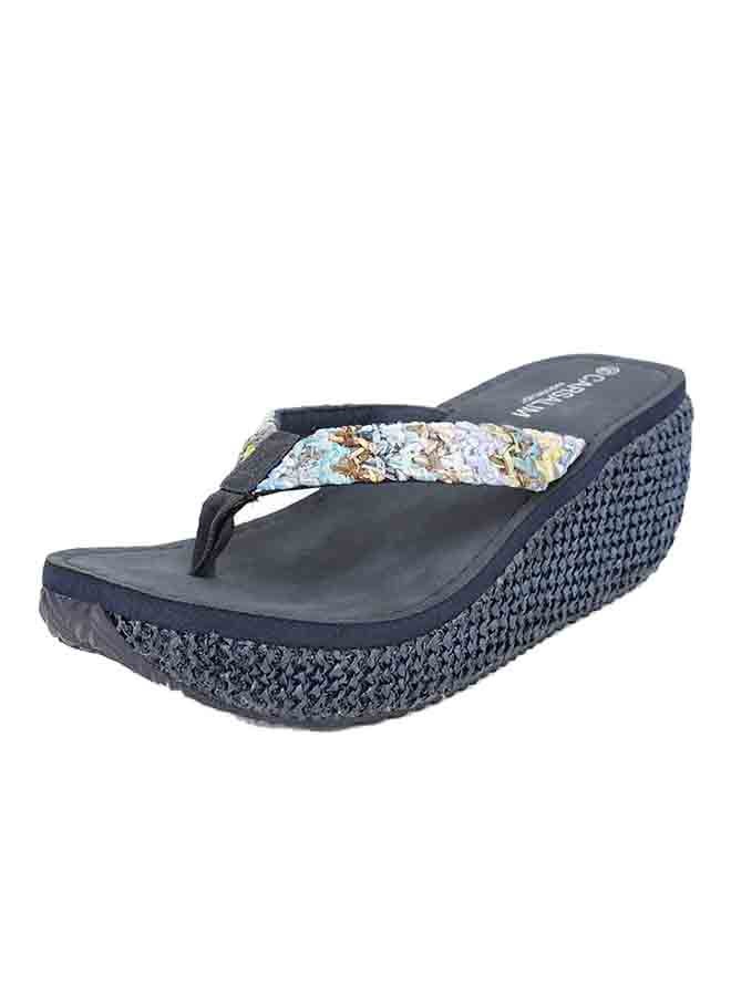 Boho High Heel Flip Flops Navy  - Image 4