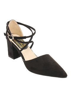Generic Block Kitten High Heels Suede Leather Pumps Black  - Image 1