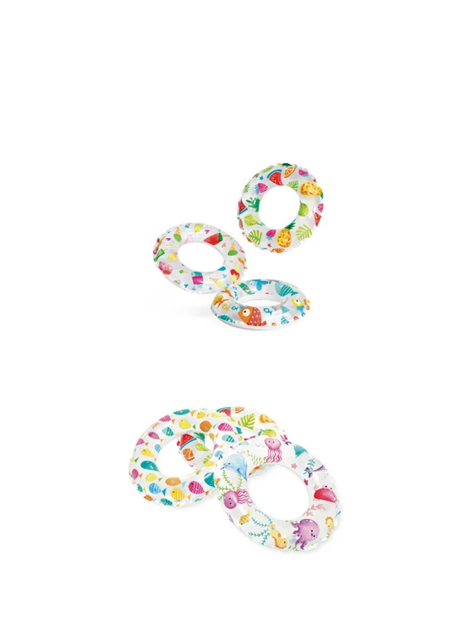 INTEX Lively Print Inflatable Swim Rings 3+ Years 51cm  - Assortment Style may vary