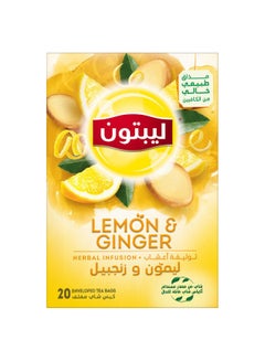 Lipton Herbal Infusion Tea Lemon And Ginger, 20 Teabags 32grams  - Image 1