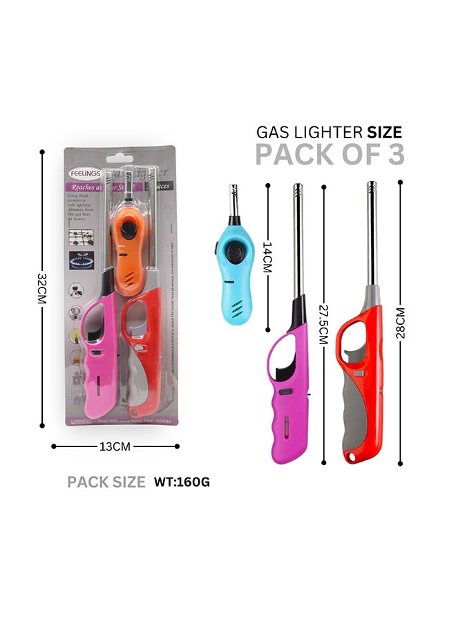Feelings 3-Piece Gas Lighter Set Assorted Color - Image 2