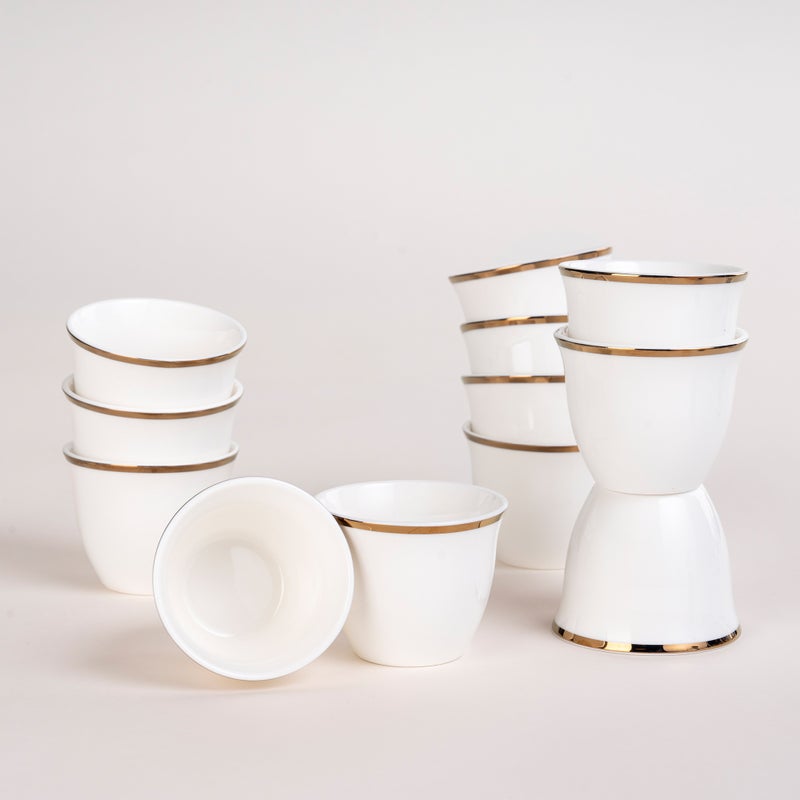 Dallaty La Mesa white and gold porcelain coffee cups set 12 pcs White - Image 2