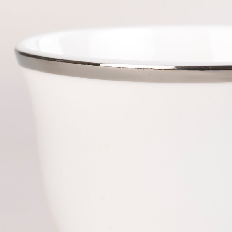 دلتي طقم فناجين قهوة سعودية بورسلان فضي وأبيض 12 قطعة من لاميسا أبيض - Image 4