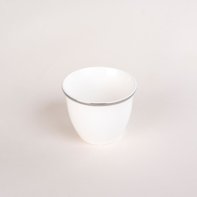 دلتي طقم فناجين قهوة سعودية بورسلان فضي وأبيض 12 قطعة من لاميسا أبيض - Image 3