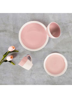 La Mesa 16-Piece Dinnerware Set Pink/White  - Image 3