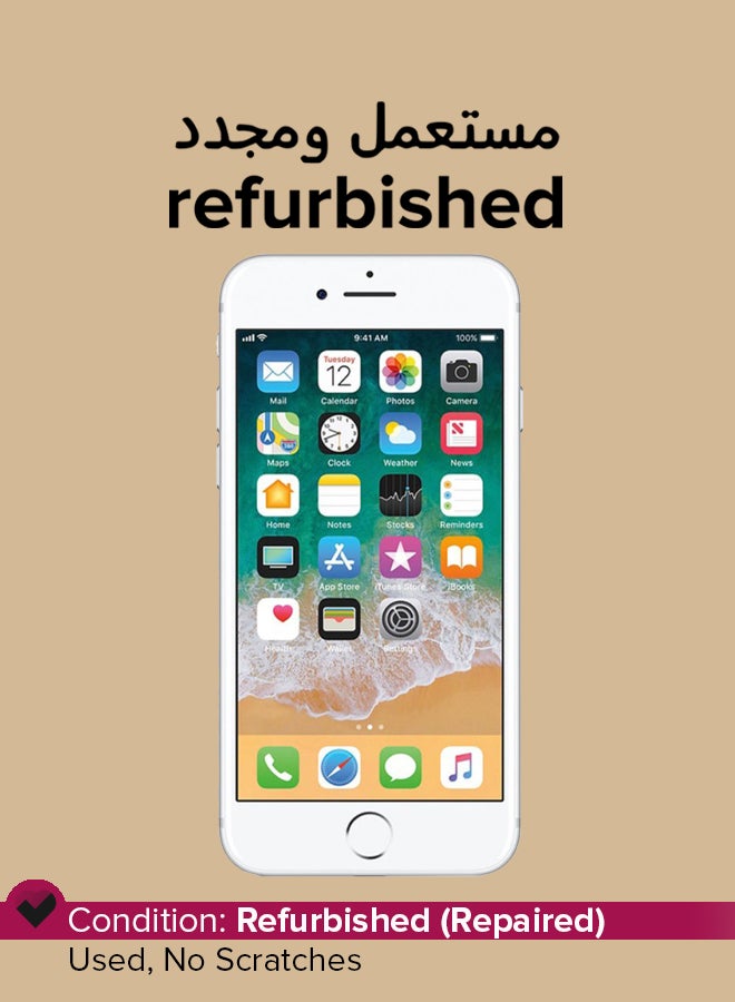 ابل  مستعمل ومجدد - آيفون 7 لون فضي بتطبيق فيس تايم سعة 128 جيجابايت يدعم تقنية 4G LTE - Image 1