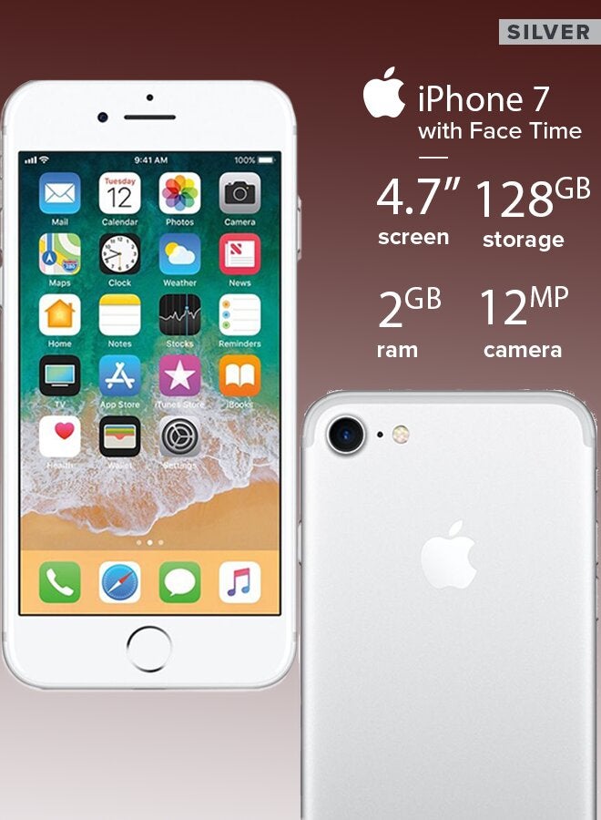 ابل  مستعمل ومجدد - آيفون 7 لون فضي بتطبيق فيس تايم سعة 128 جيجابايت يدعم تقنية 4G LTE - Image 4