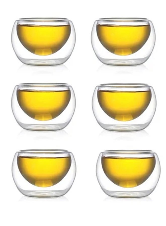 Liying 6-Piece Heat Resistant Tea Cup Set Clear 9 x 9 x 7cm  - Image 1
