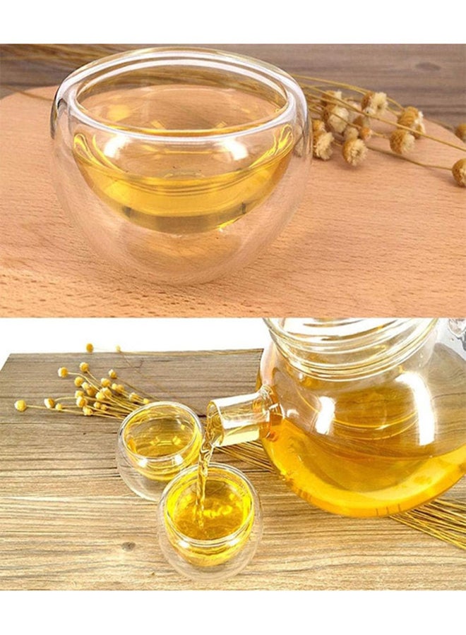 Liying 6-Piece Heat Resistant Tea Cup Set Clear 9 x 9 x 7cm  - Image 3