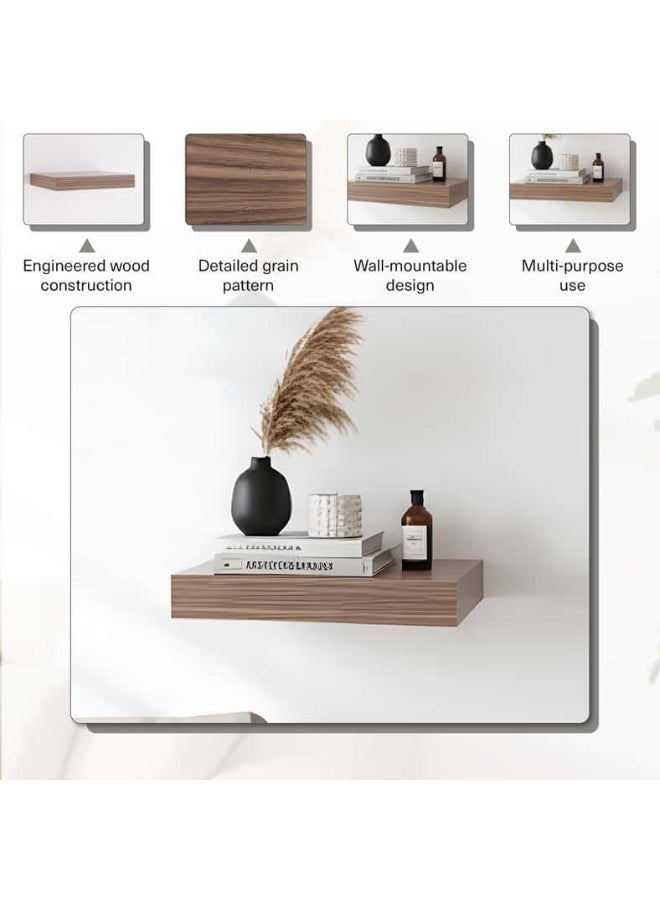 Pan Home Floating Wall Shelf 25x4x25cm - Walnut Walnut 25x25x3.8cm - Image 5