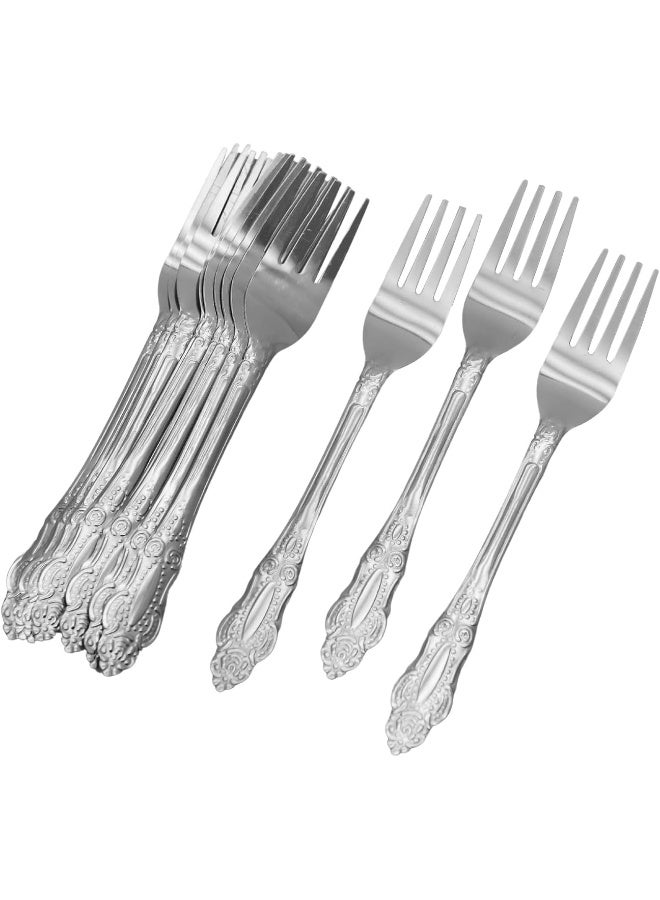 راج طقم شوك حلويات مكون من 12 قطعة فضي - Image 1