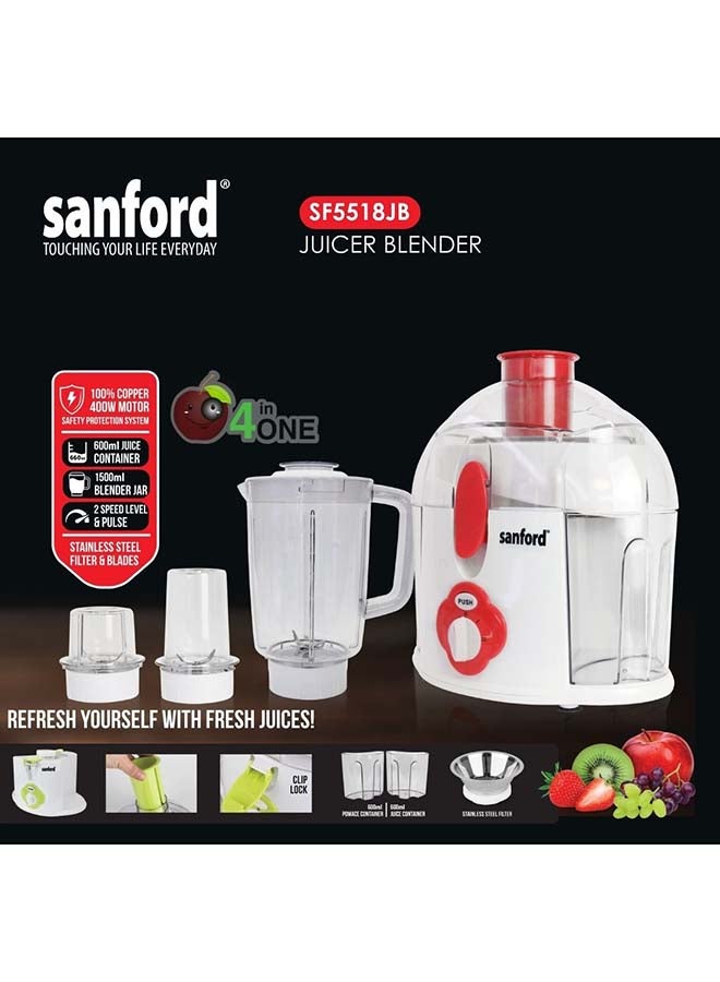 Sanford Juicer Blender 400W 1.5 L 400 W SF5518JB BS White - Image 2