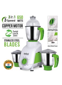 Sanford 3 IN 1 GRINDER MIXER (MADE IN INDIA) 1.5 L 650 W SF5904GM BS White, Green  - Image 4