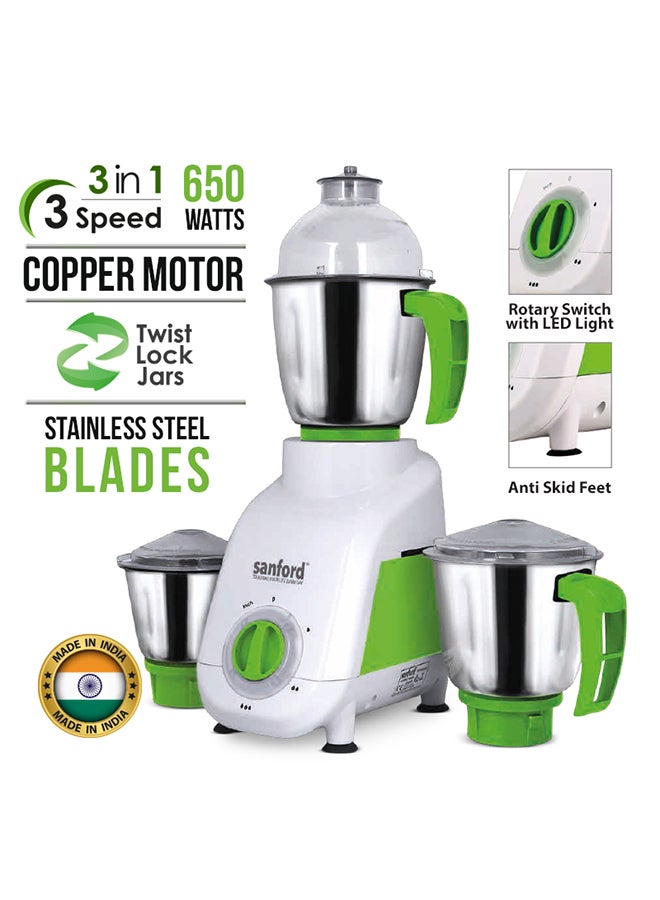 سانفورد خلاط مع مطحنة 3 في 1 بقوة 650 وات 1.5 L 650 W SF5904GM BS أبيض  - Image 4