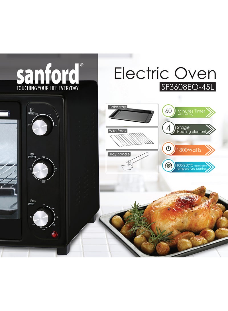 سانفورد فرن كهربائي سعة 45 لتراً وقوة 1800 وات 45 L 1800 W SF3608EO BS أسود - Image 4