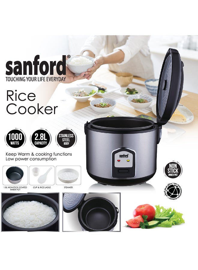 سانفورد جهاز طهي أرز كهربائي 2.8 L 1000 W SF1196RC-2.8L BS أبيض/ أسود  - Image 1