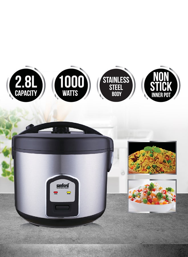 سانفورد جهاز طهي أرز كهربائي 2.8 L 1000 W SF1196RC-2.8L BS أبيض/ أسود  - Image 4