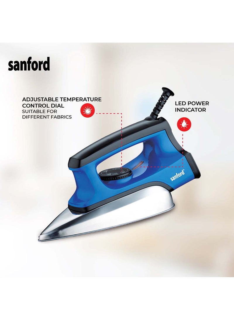 Sanford Dry Iron with Teflon Coated Non stick Soleplate,Adjustable Temperature Dial, Overheating Protection, 2 yrs Warranty 1.67 kg 1300 W SF30DI Blue  - Image 3