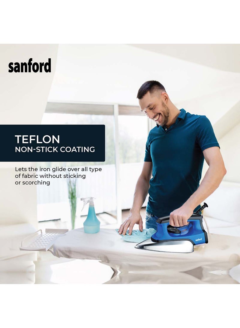Sanford Dry Iron with Teflon Coated Non stick Soleplate,Adjustable Temperature Dial, Overheating Protection, 2 yrs Warranty 1.67 kg 1300 W SF30DI Blue  - Image 4