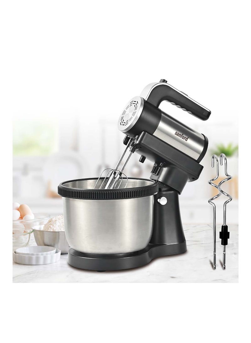 Sanford - 2 in 1 Stand with Detachable Hand Mixer, Stainless Steel Rotating Bowl, 5 Speed Control, Copper Motor 4 L 400 W SF1361SM BS Multicolour - Image 1