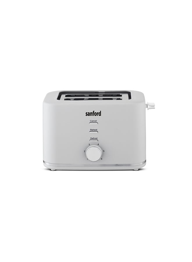 Sanford - 2 Slice Bread Toaster, 6 Electronic Browning Controls, Cool Touch Auto Shut-Off & Slider Crumb Tray Includes Defrost, Reheat, Cancel Functions 800 W SF5753BT BS White - Image 1