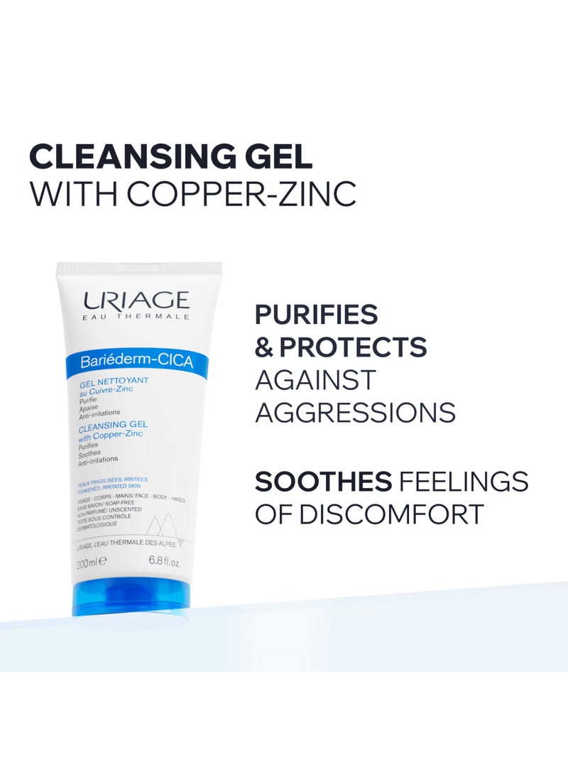 Uriage Bariederm Cica Healing Cleansing Gel Copper Zinc Cu Zn | For Damaged Irritated And Post Procedure Skin 200ml - Image 3