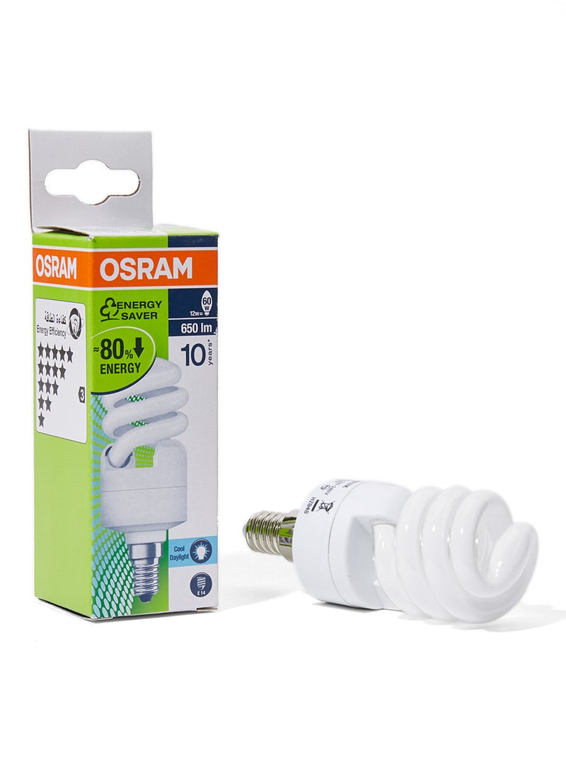 Osram Osram 12W Dulux Mini Twist Energy Saver Bulb E14 Base 6500K 650lm White  - Image 3