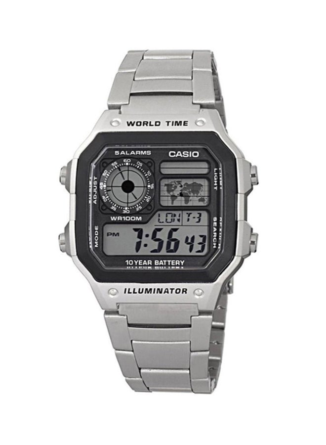 كاسيو ساعة يد رقمية للشباب AE-1200WHD-1AV - قياس 45 مم - لون فضي للرجال - Image 1